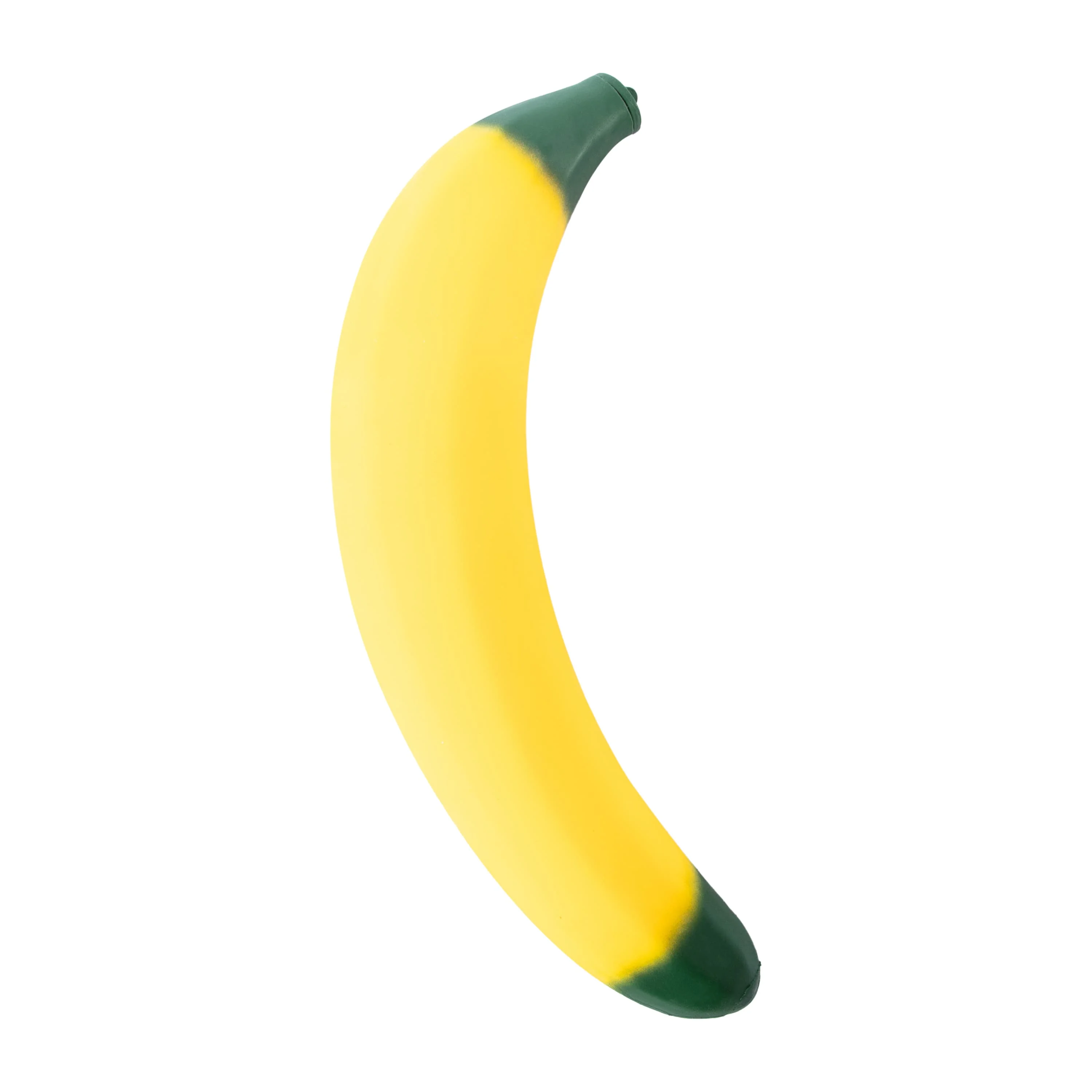 Banana-shaped SmushMart squishy toy, yellow with green tip, no packaging