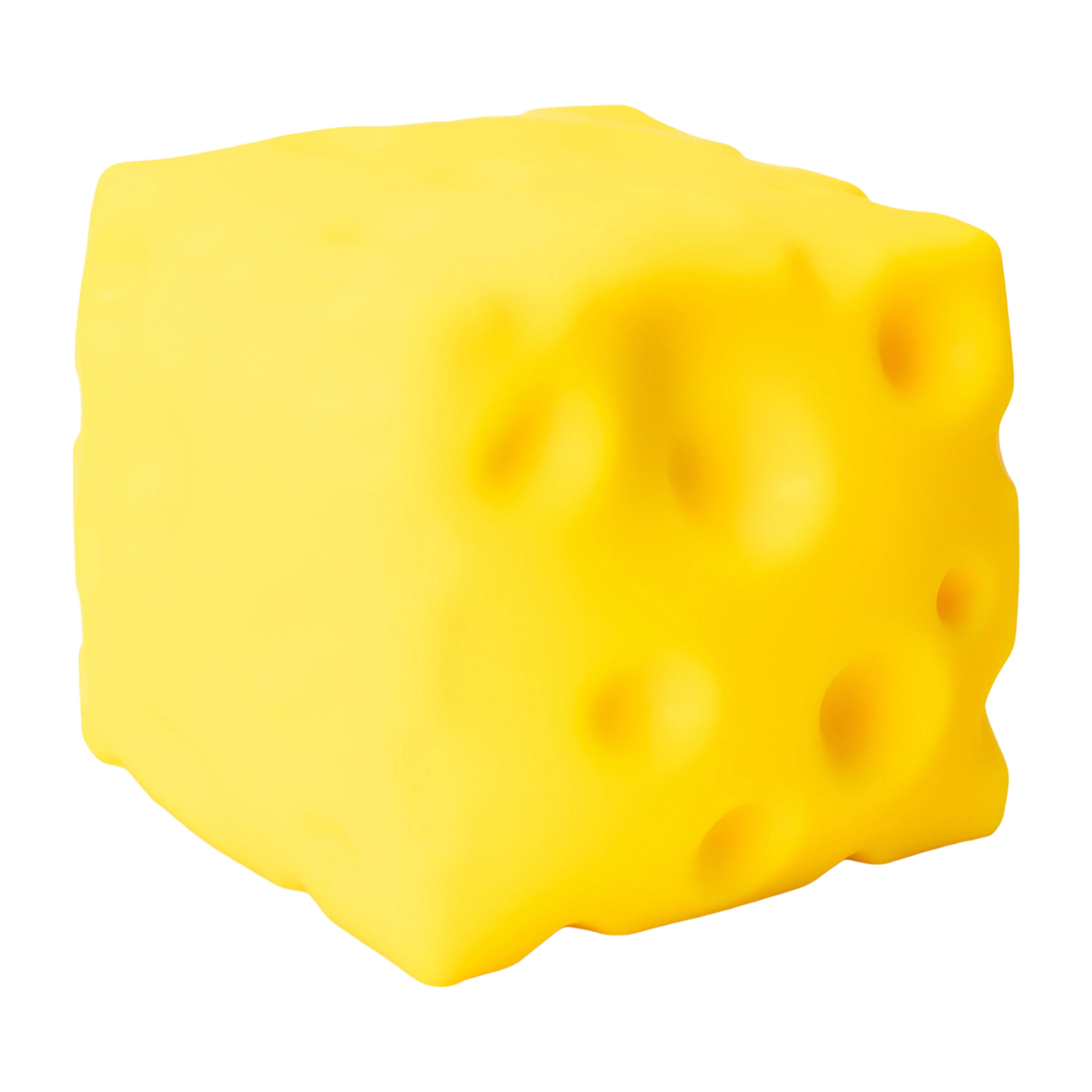 Cheese wedge SmushMart squishy toy, yellow with hole texture, no packaging