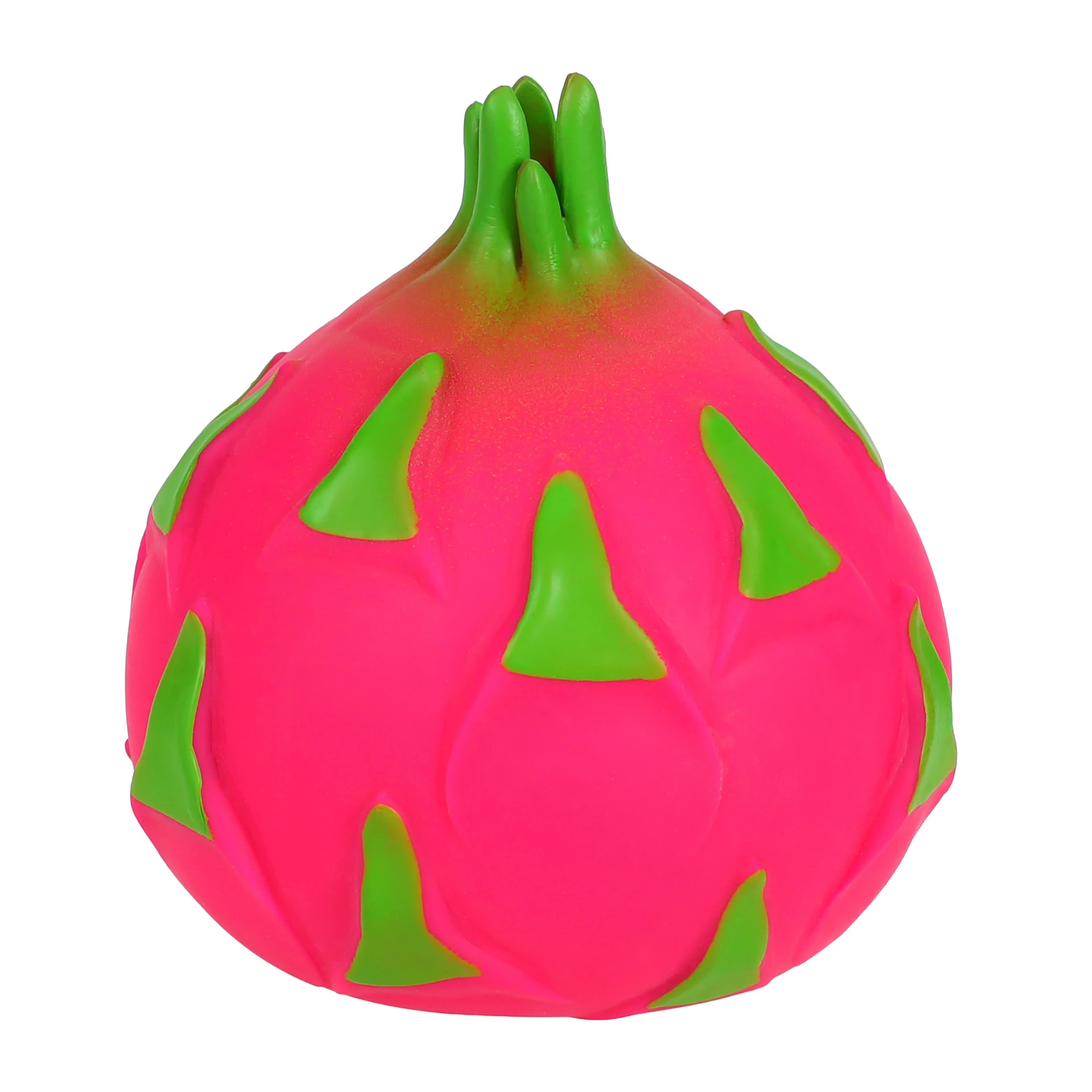 Dragonfruit-shaped SmushMart squishy toy, pink with green spikes, no packaging