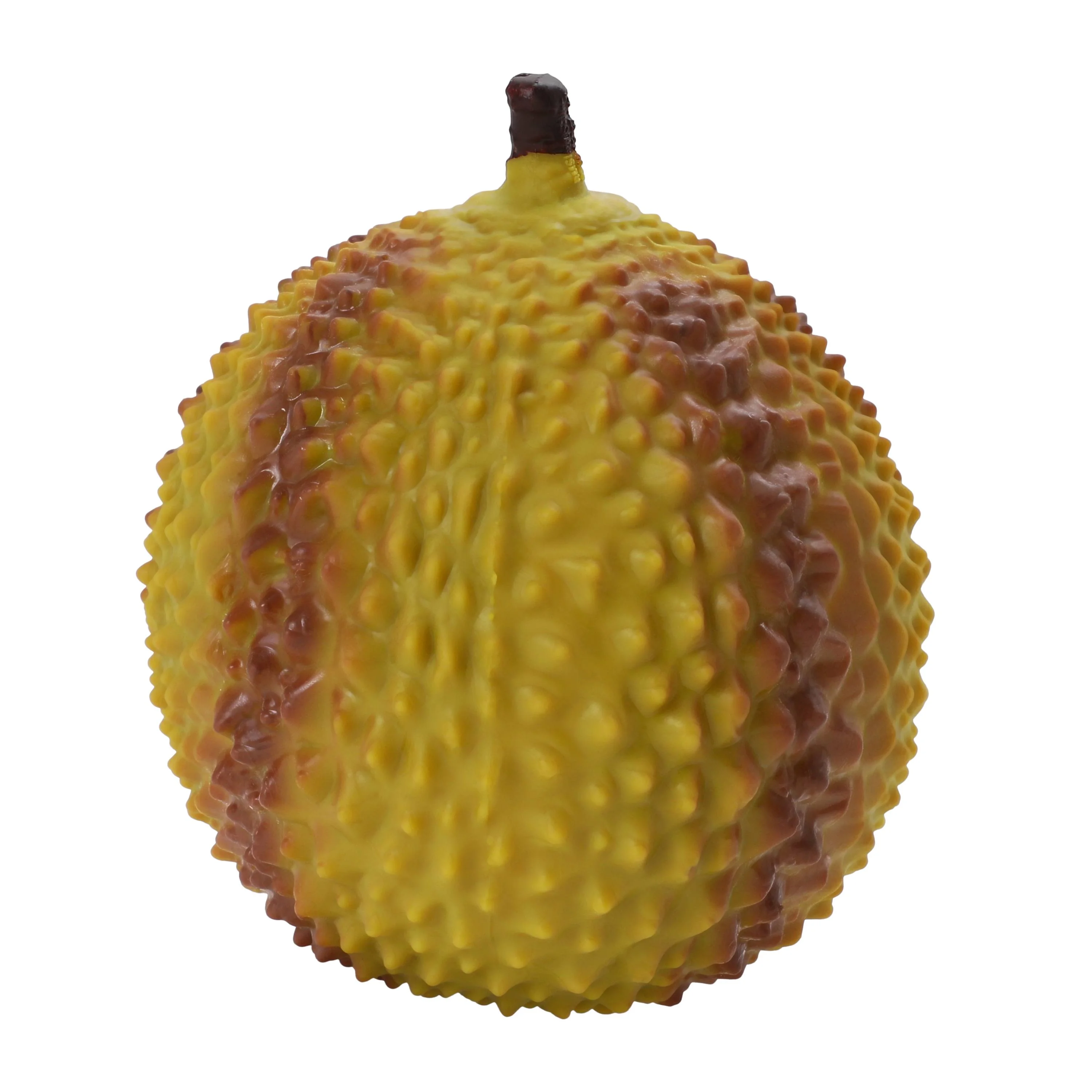 Durian-shaped SmushMart squishy toy, spiky yellow-green shell, no packaging
